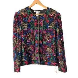 Vintage 80’s Multicolor Sequin and Beaded silk Jacket